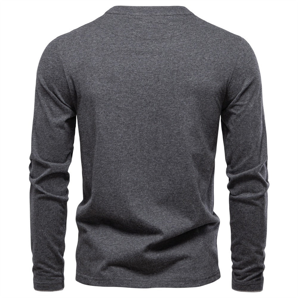 Cotton V-Neck Long Sleeve T-Shirt