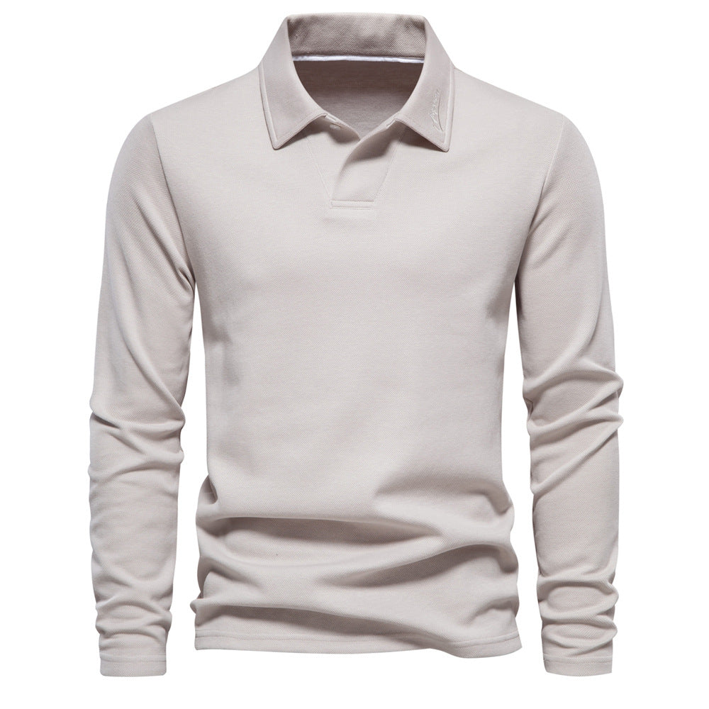 Solid Long Sleeve Polo Shirt