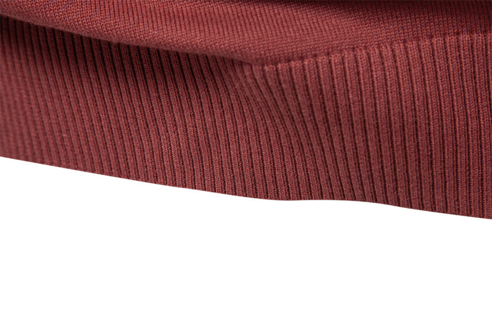 Solid Color V-Neck Knit Sweatershirt