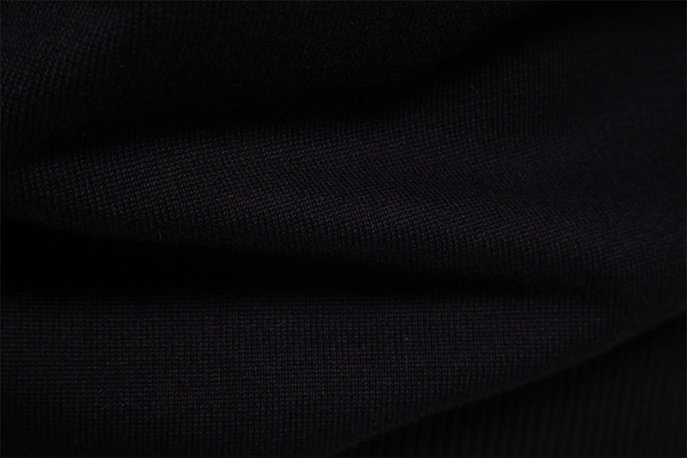 Solid Color V-Neck Knit Sweatershirt