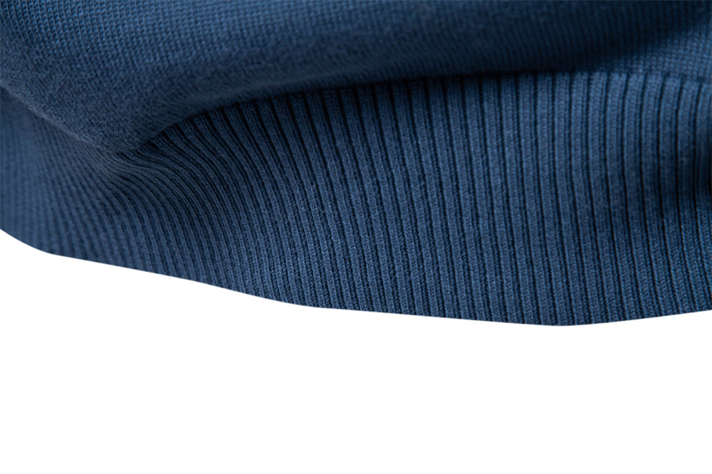 Solid Color V-Neck Knit Sweatershirt