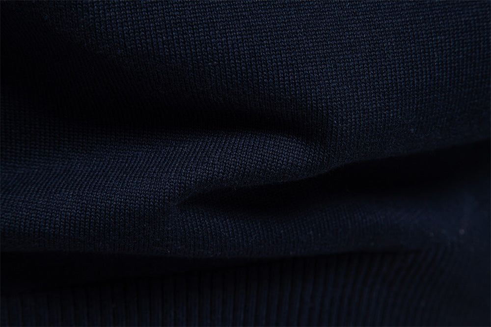 Solid Color V-Neck Knit Sweatershirt