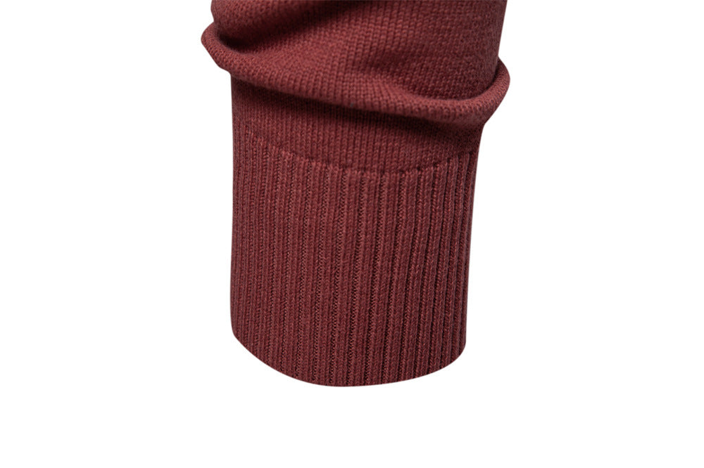 Solid Color V-Neck Knit Sweatershirt