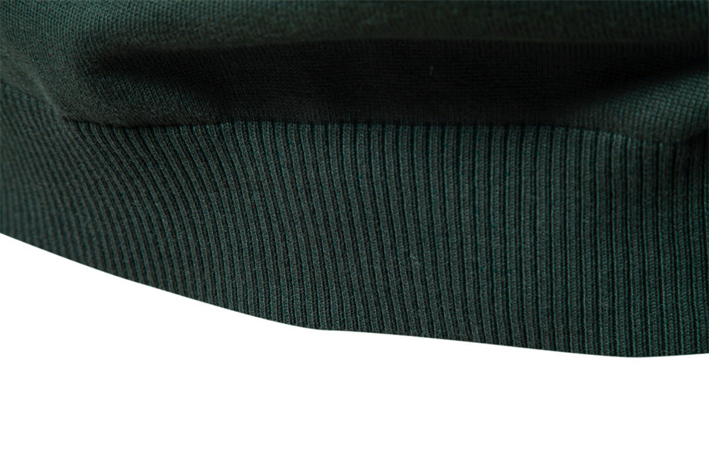 Solid Color V-Neck Knit Sweatershirt