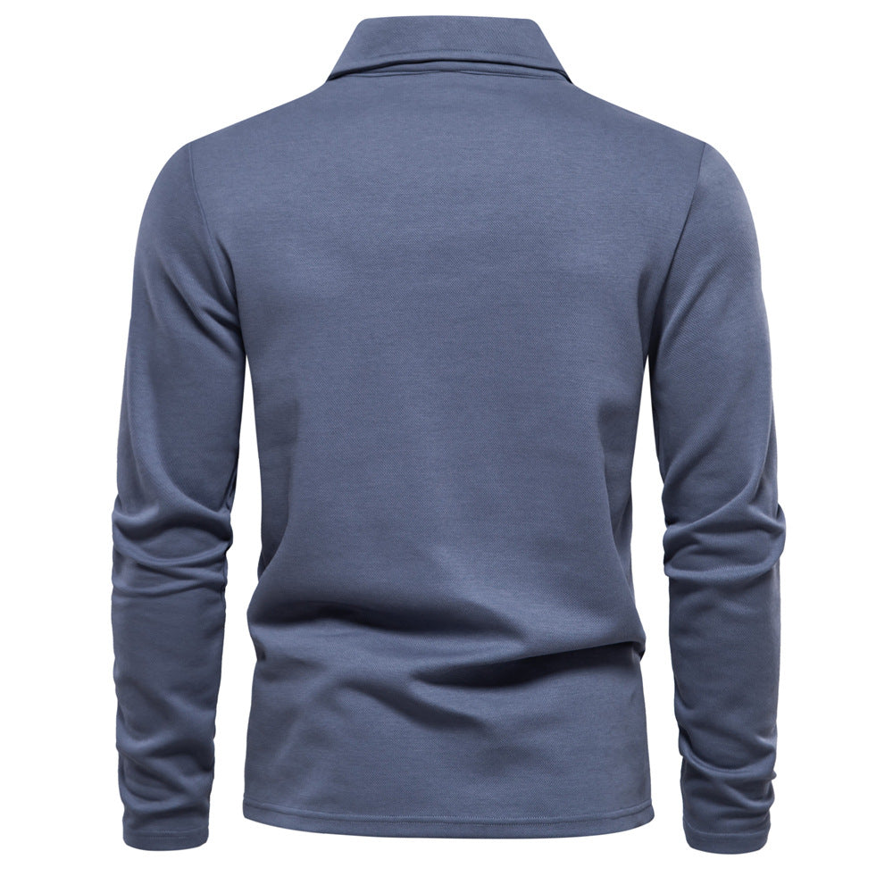 Solid Long Sleeve Polo Shirt