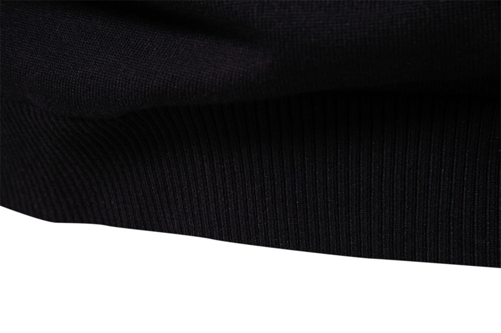 Solid Color V-Neck Knit Sweatershirt