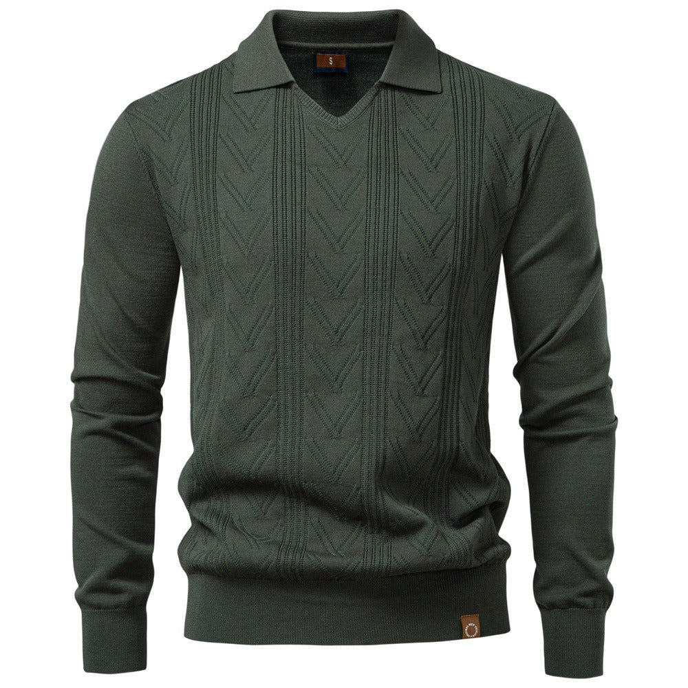 Men’s Jacquard V-Neck Knit Sweater