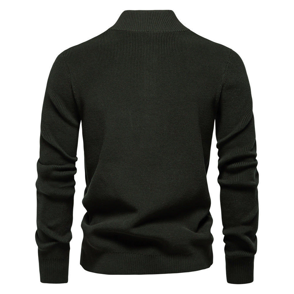 Men’s Button-Up Mock Neck Sweater