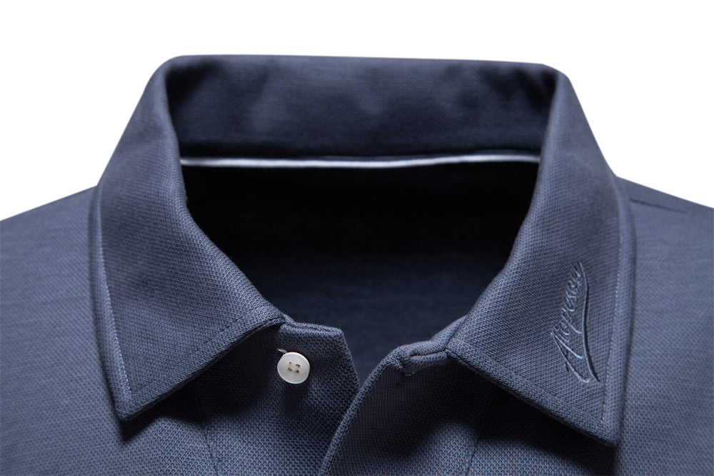 Solid Long Sleeve Polo Shirt
