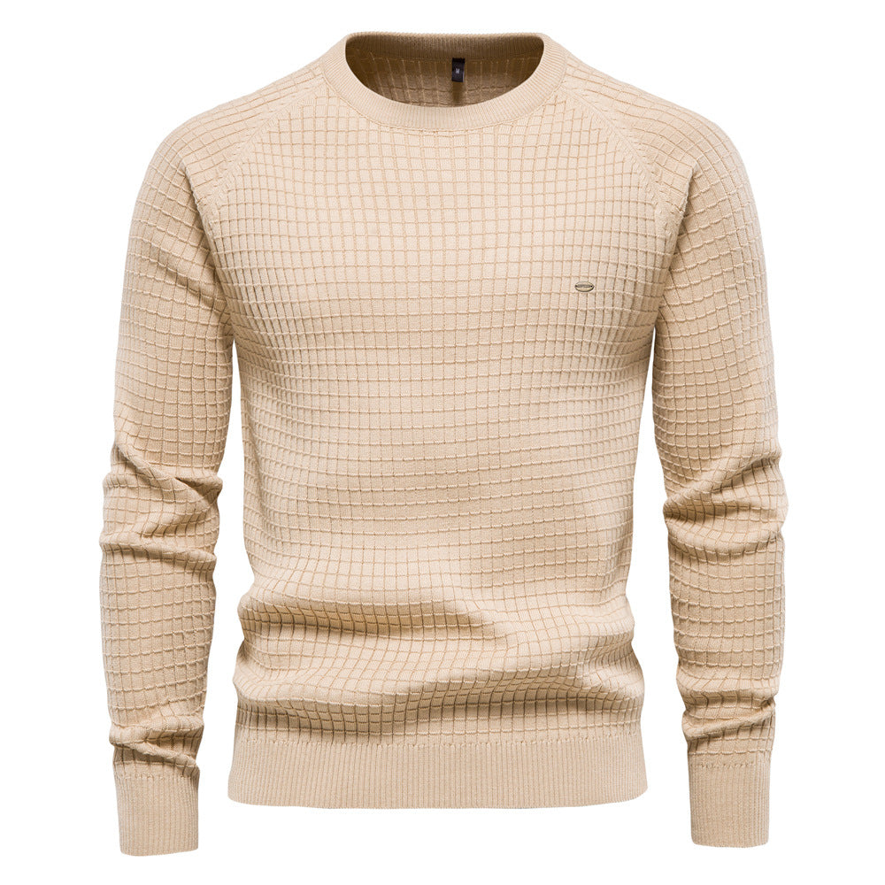 Men’s Waffle Knit Crew Neck Sweater
