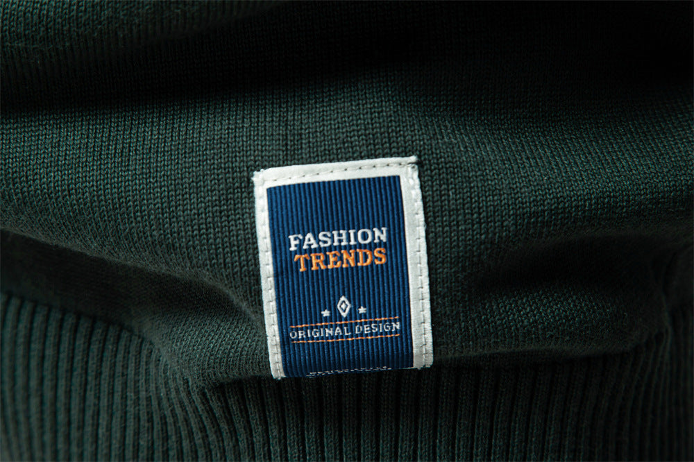 Solid Color V-Neck Knit Sweatershirt