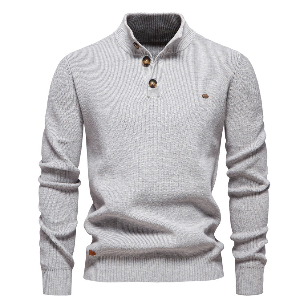 Men’s Button-Up Mock Neck Sweater