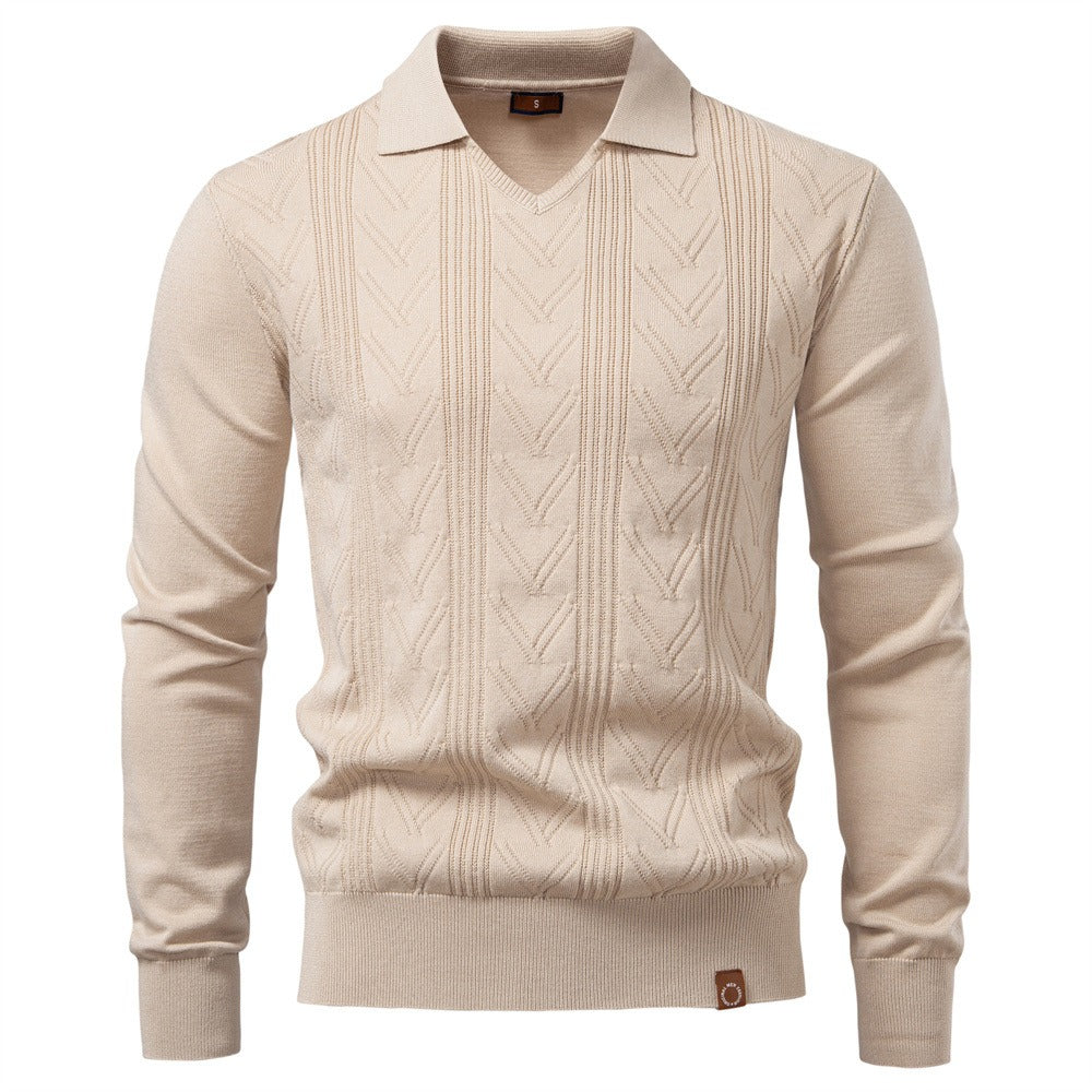 Men’s Jacquard V-Neck Knit Sweater