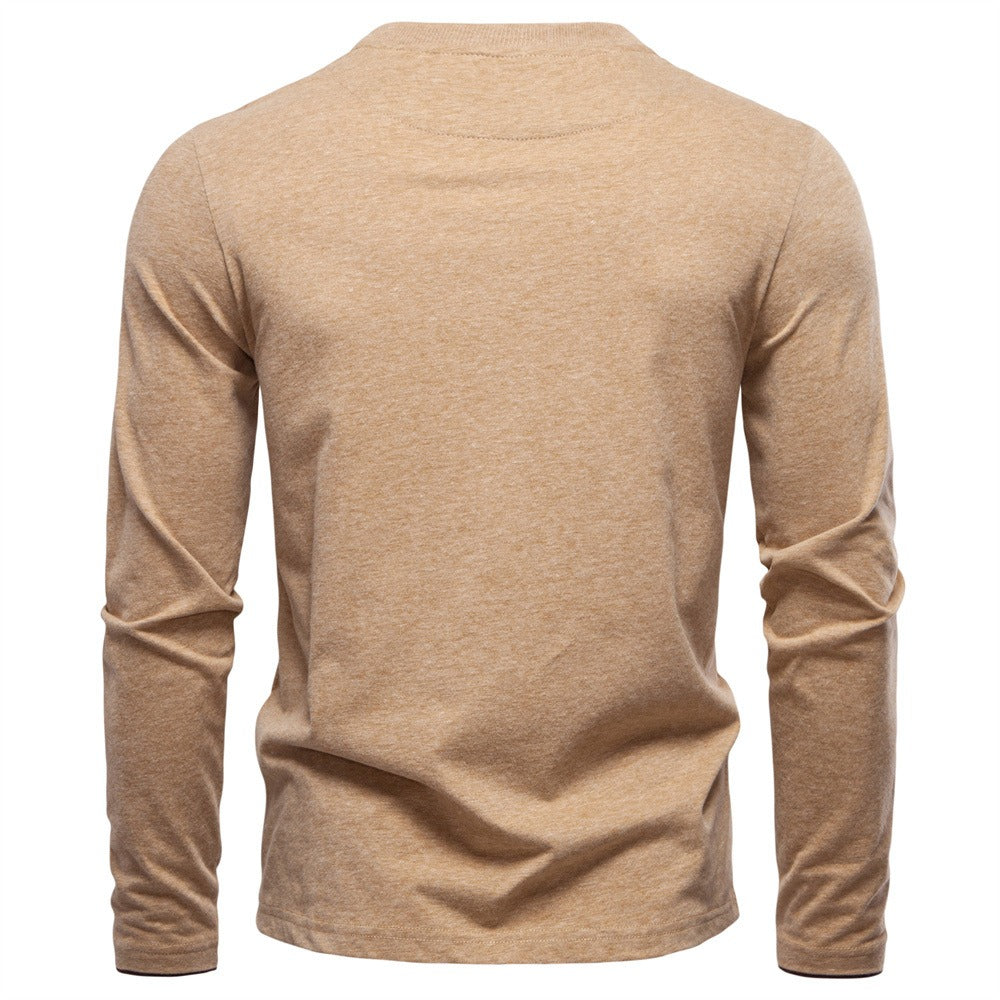 Cotton V-Neck Long Sleeve T-Shirt