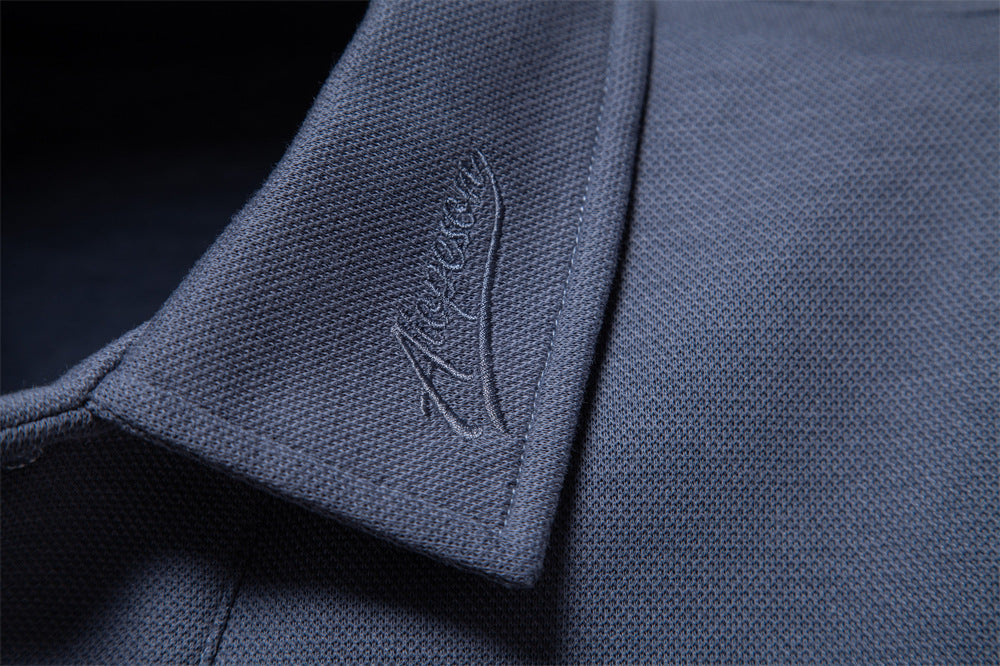 Solid Long Sleeve Polo Shirt