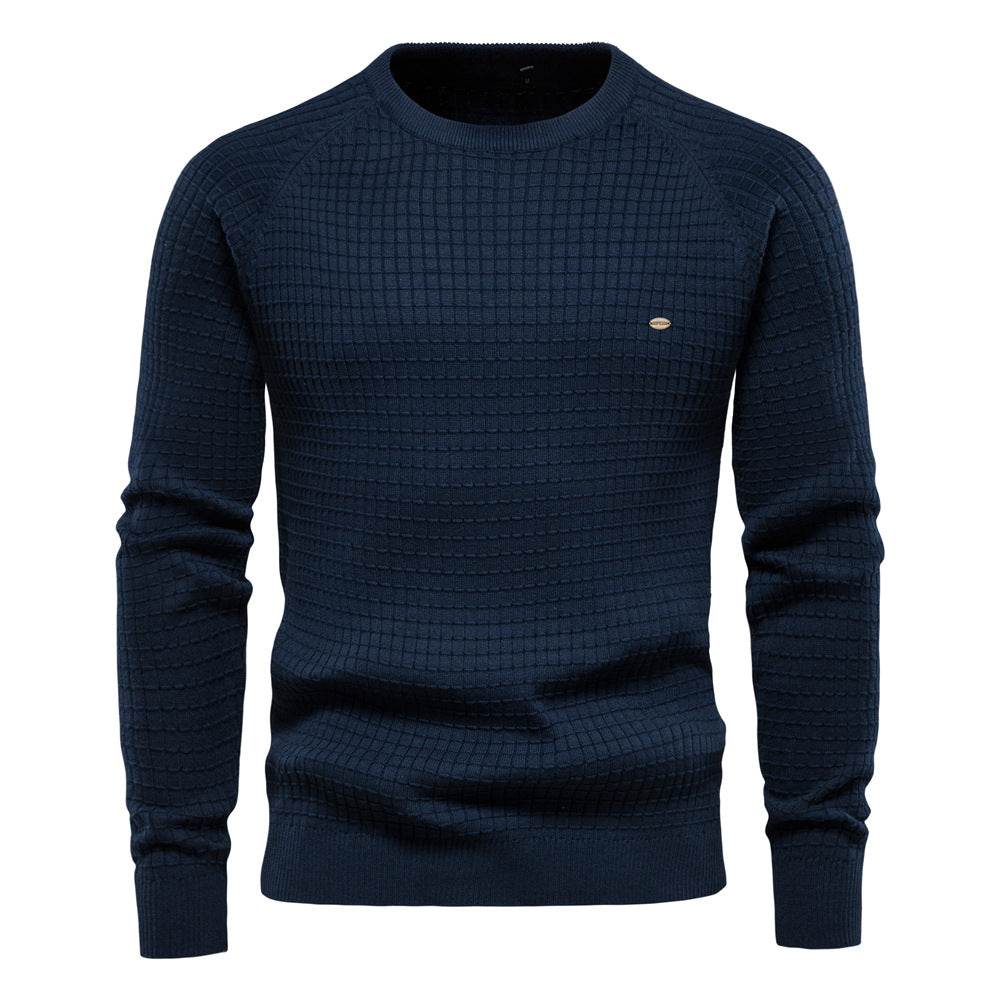 Men’s Waffle Knit Crew Neck Sweater