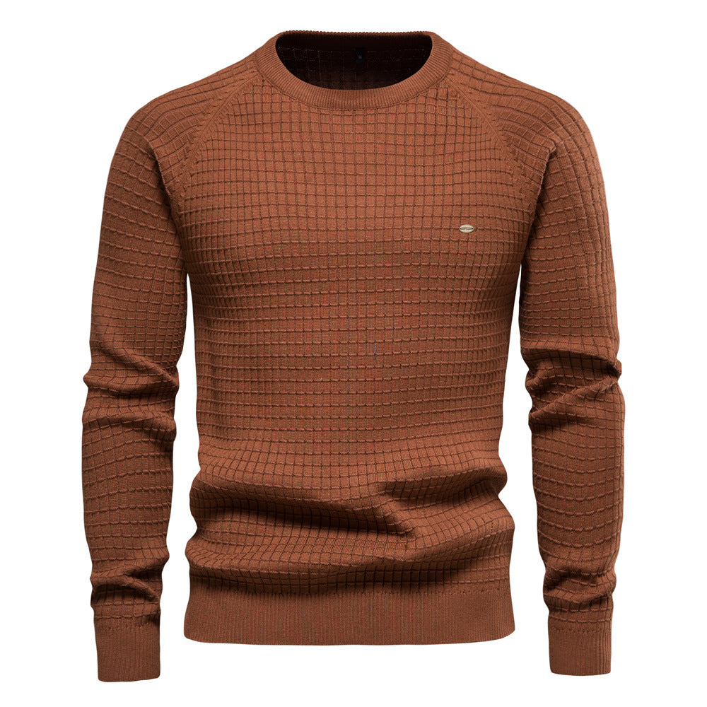 Men’s Waffle Knit Crew Neck Sweater