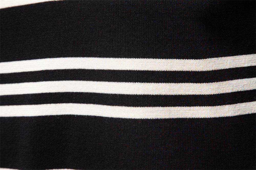 Vintage Stripe Knit Polo Sweater
