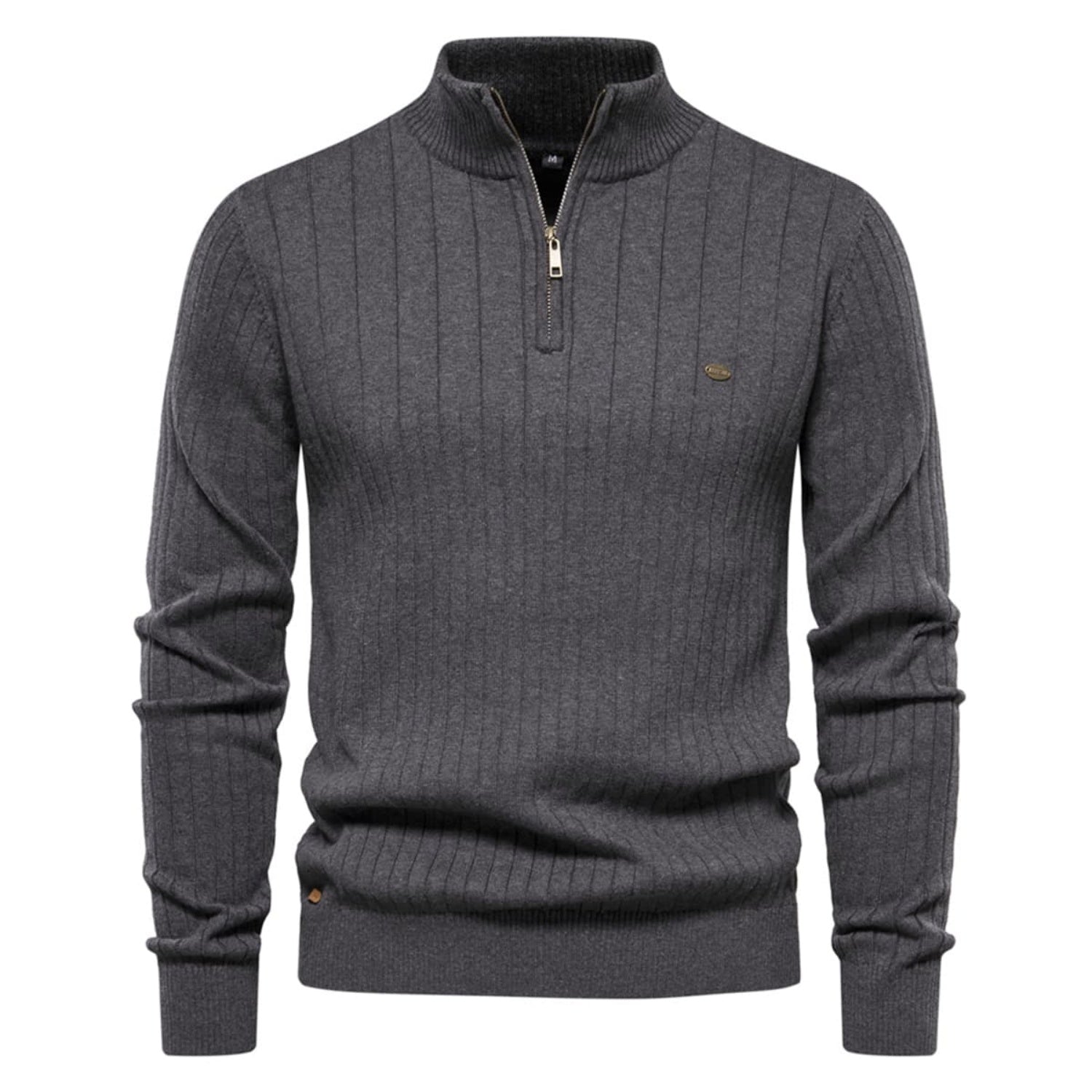 Men’s Half-Zip Striped Knit Sweater