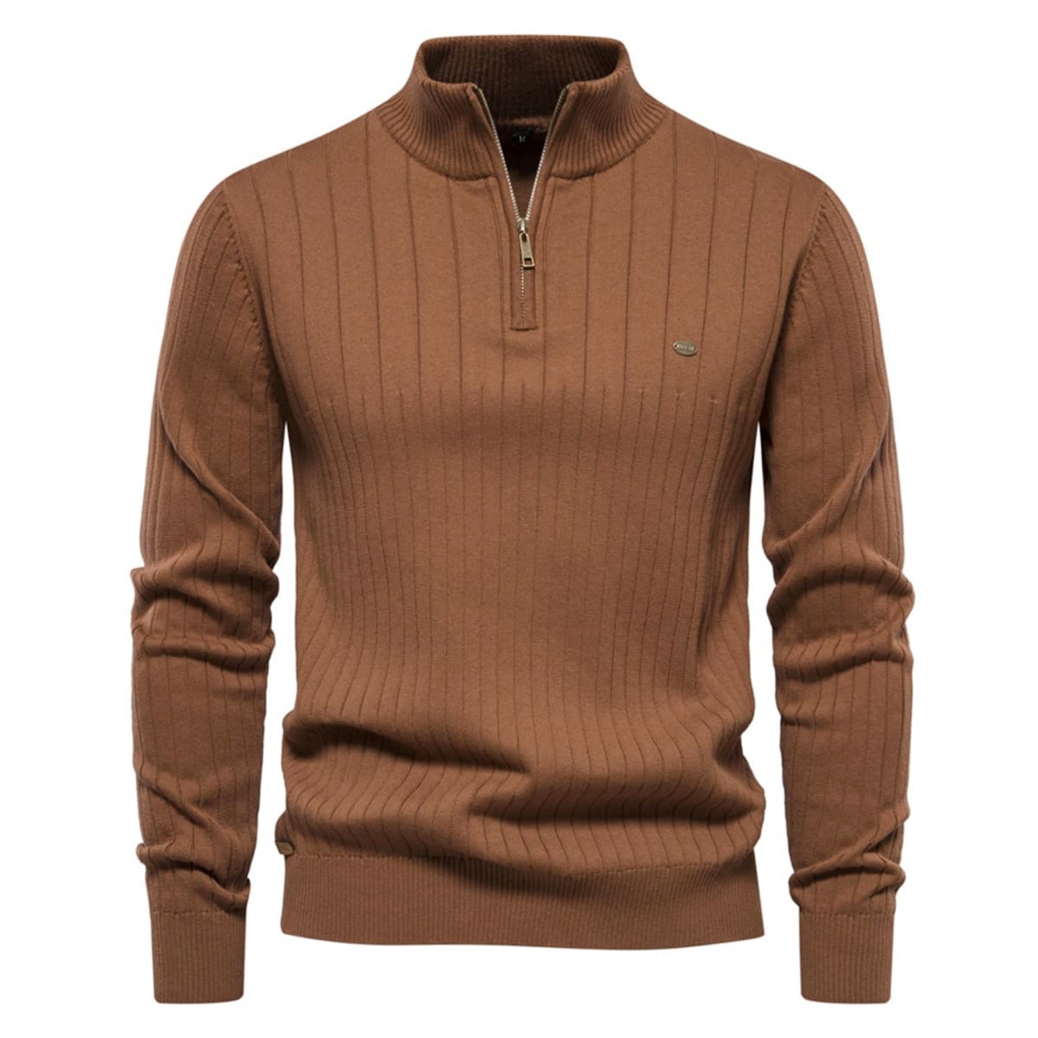 Men’s Half-Zip Striped Knit Sweater