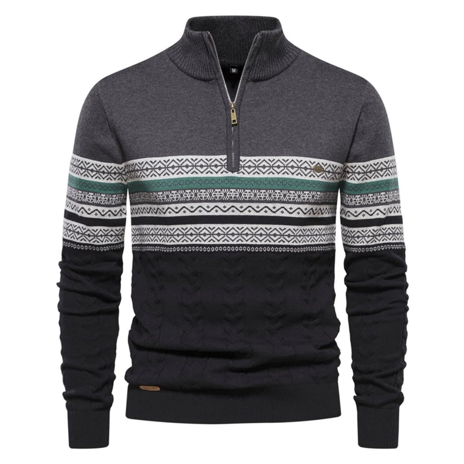 Men's Stand Collar Half-Zip Knit Sweater